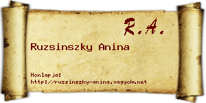 Ruzsinszky Anina névjegykártya
